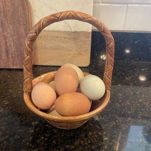L & E Ceramics Egg Basket Candy Dish